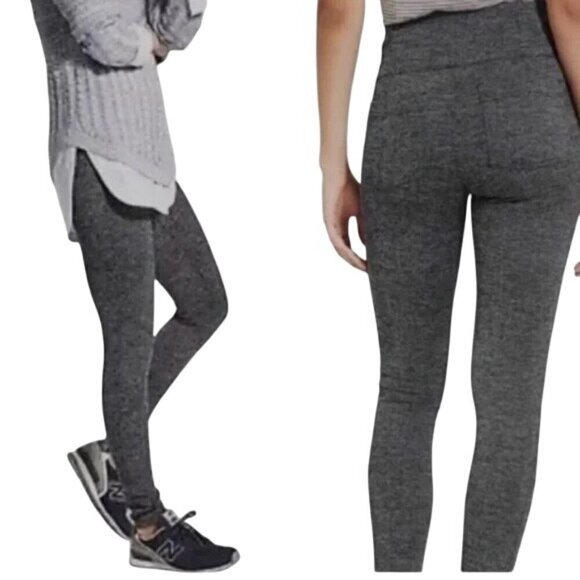 Athleta‎ Herringbone Metro High Waisted Leggings Stretch Gray Back Pockets XS - Picture 12 of 12